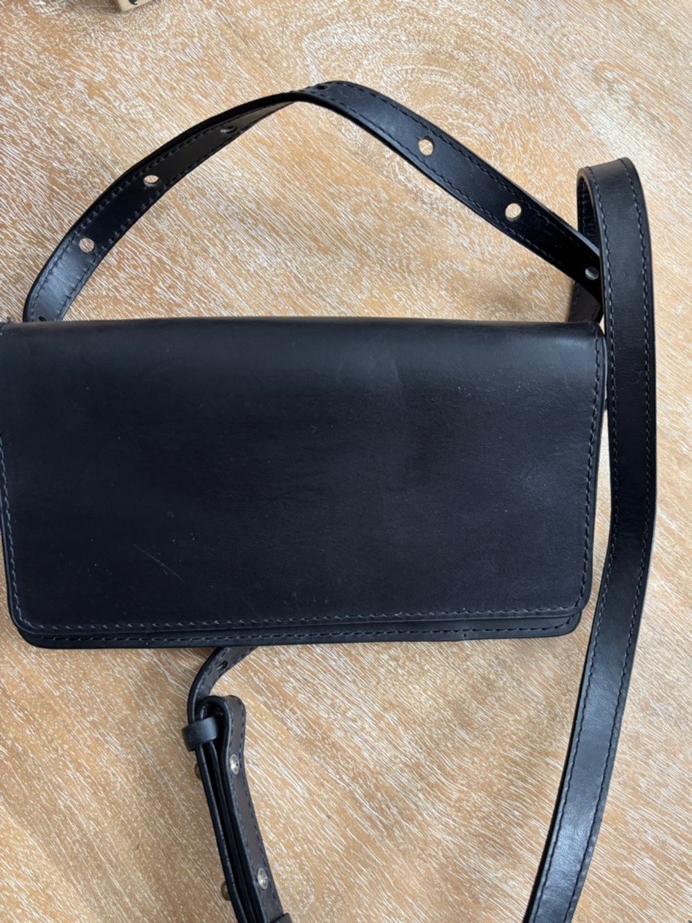 Able Black Leather Crossbody Belt Bag